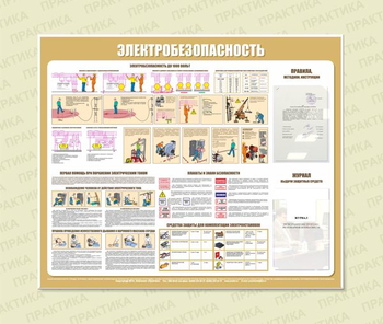 С22 Стенд электробезопасность (1200х1000 мм, пластик ПВХ 3 мм, алюминиевый багет золотого цвета) - Стенды - Стенды по электробезопасности - Магазин охраны труда ИЗО Стиль