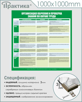 С36 Стенд организация обучения и проверка знаний по охране труда (1000х1000 мм, пластик ПВХ 3 мм, алюминиевый багет серебренного цвета) - Стенды - Стенды по охране труда - Магазин охраны труда ИЗО Стиль