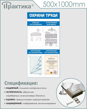 С103 Стенд охрана труда (500х1000 мм, пластик ПВХ 3 мм, алюминиевый багет серебряного цвета) - Стенды - Стенды по охране труда - Магазин охраны труда ИЗО Стиль